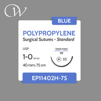 1 0 POLYPROPYLENE Sutures, 1/2 TP | Blue | 40mm; 75cm