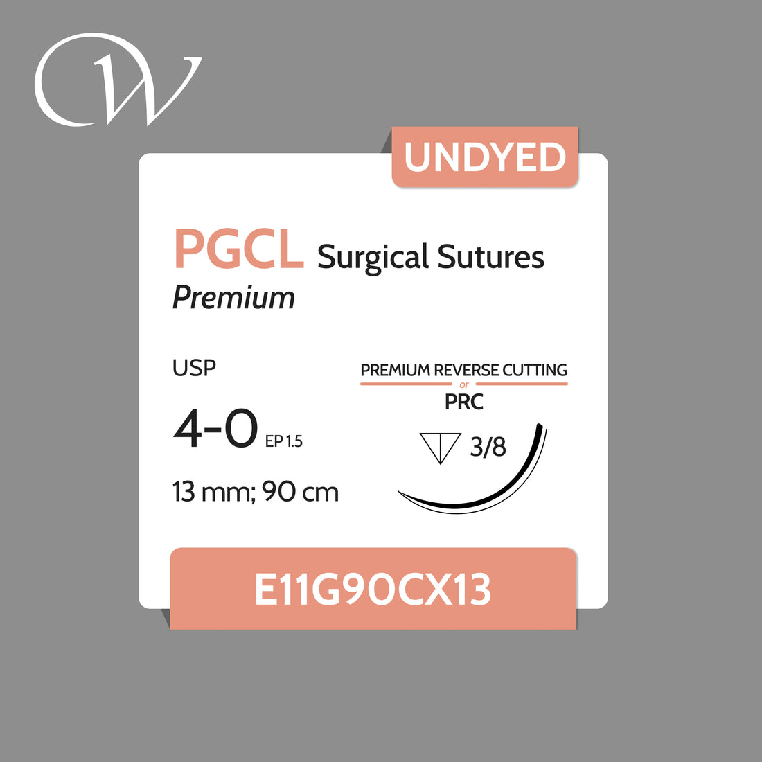 Premium PGCL Sutures 4-0, 3/8 PRC | Undyed | 13mm; 90cm