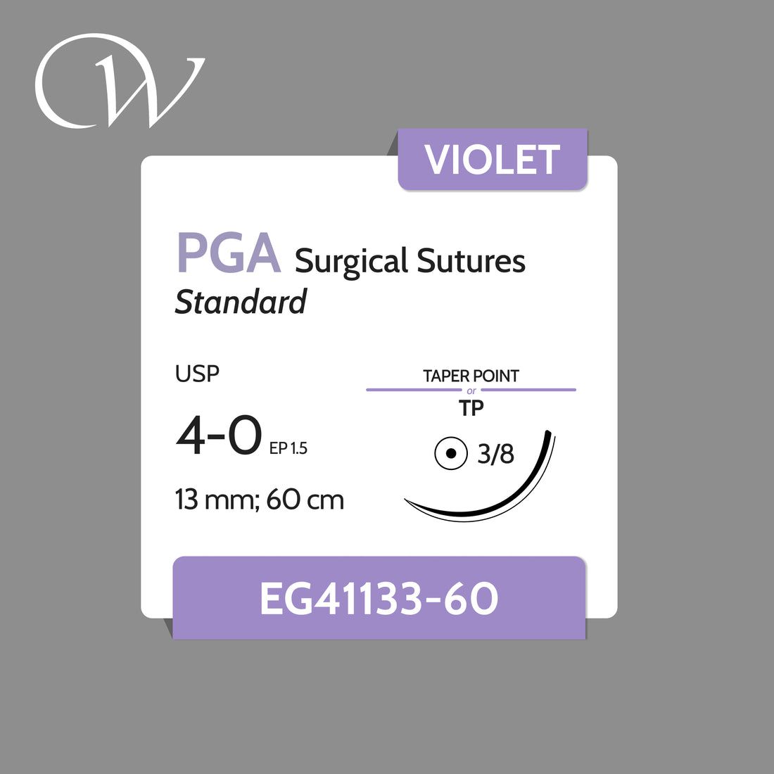 PGA Sutures 4-0, 3/8 TP | Violet | 13mm; 60cm