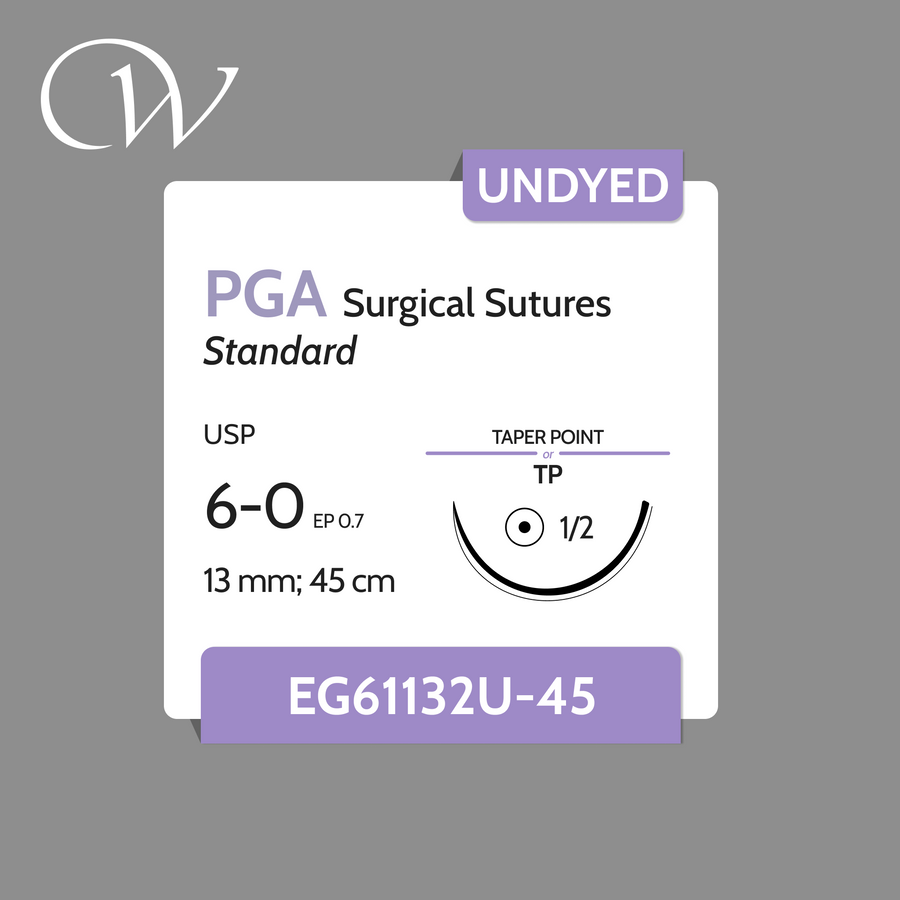 PGA Sutures 6-0, 1/2 TP | Undyed | 13mm; 45cm