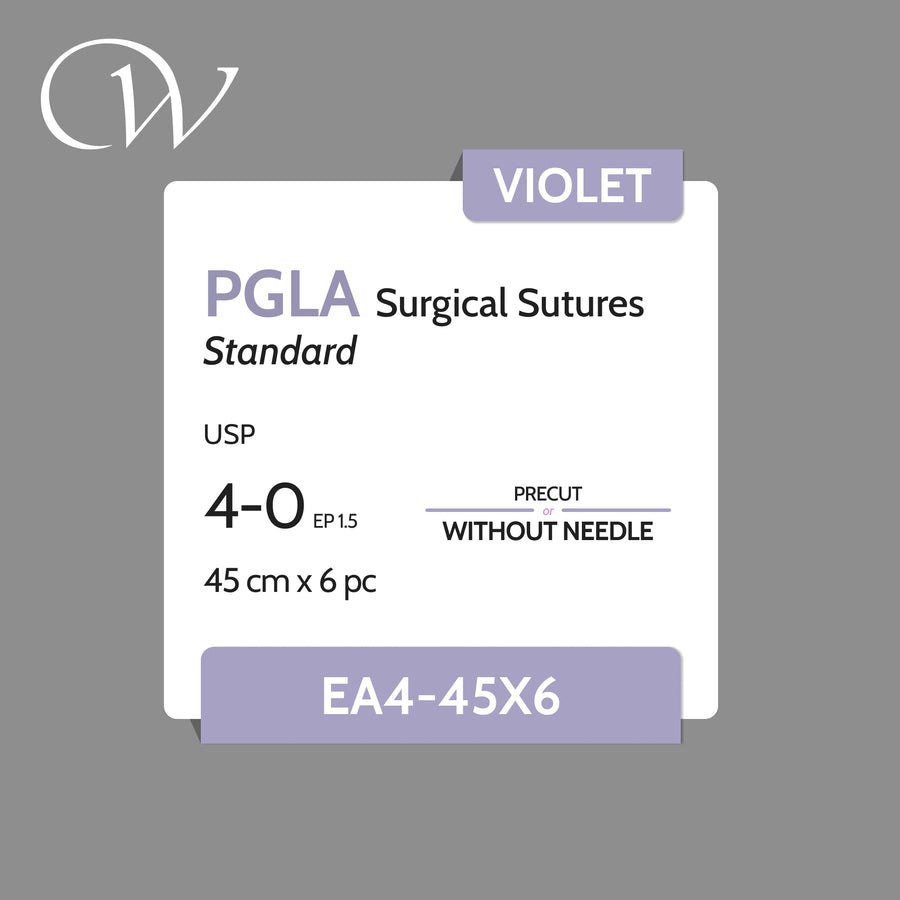 PGLA Sutures 4-0, Precut | Violet | 45cm x 6 pc