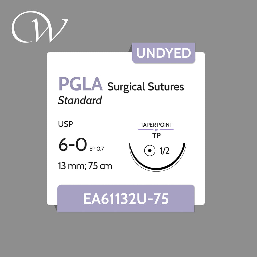 PGLA Sutures 6-0, 1/2 TP | Undyed | 13mm; 75cm