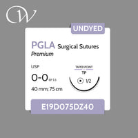 Premium PGLA Sutures 0-0, 1/2 TP | Undyed | 40mm; 75cm