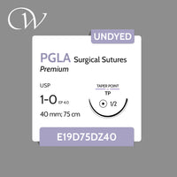 Premium PGLA Sutures 1-0, 1/2 TP | Undyed | 40mm; 75cm