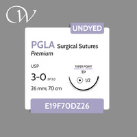 Premium PGLA Sutures 3-0, 1/2 TP | Undyed | 26mm; 70cm