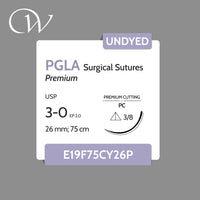 Premium PGLA Sutures 3-0, 3/8 Cutting | Undyed | 26mm; 75cm