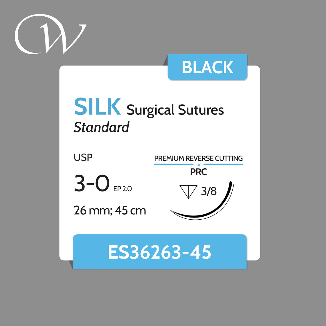 3 0 SILK Sutures | 3/8 PRC | Black | 26mm; 45cm