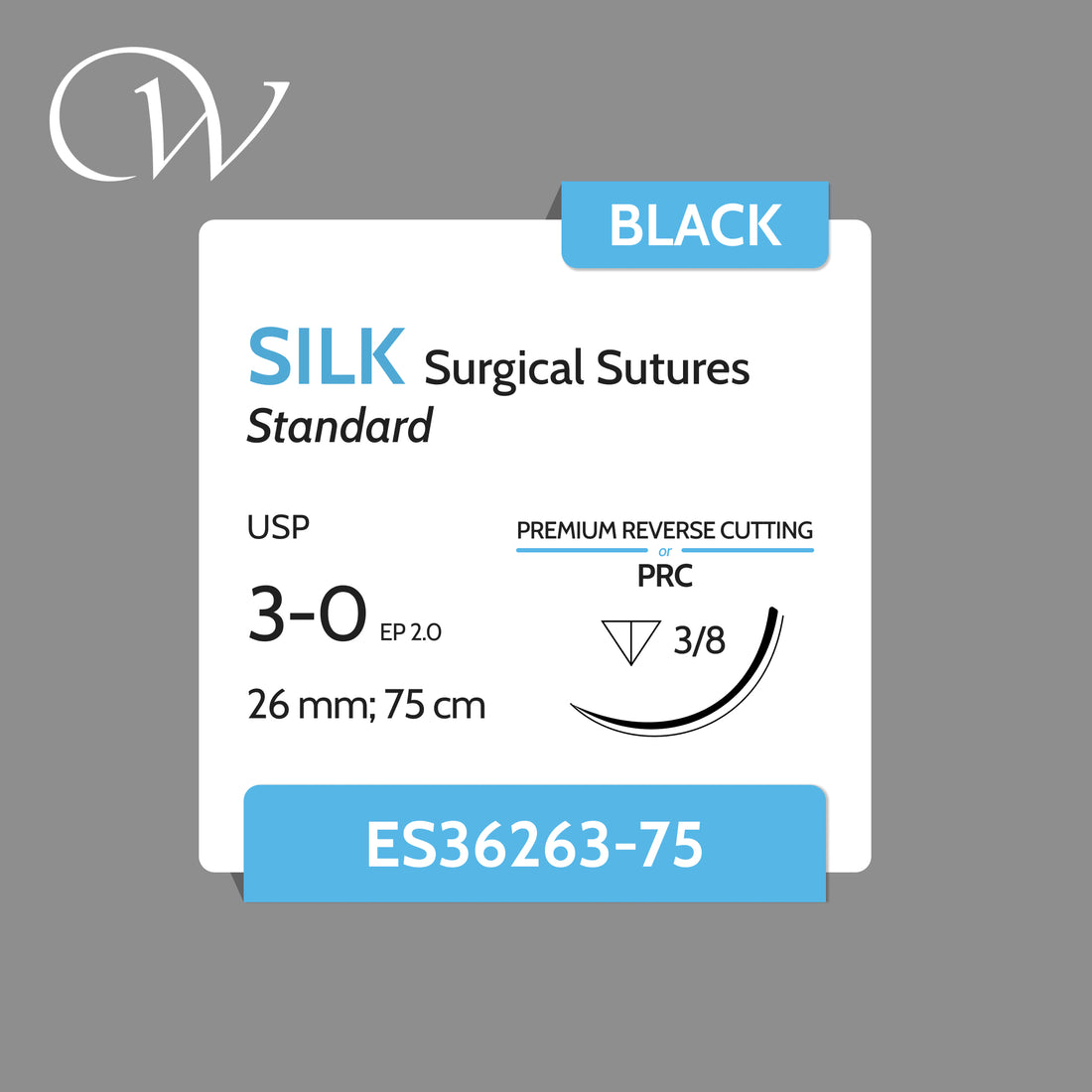 SILK Sutures 3-0 | 3/8 PRC | Black | 26mm; 75cm